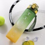 Gourde sport 1l - bouteille deau avec paille - anti - fuite - plastique gourde reutilisable pour la gymlcolel ...