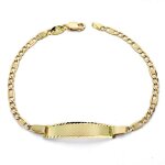 Gourmette en or 18 carats pour enfant - plaque de liaison sculpte - enregistrement inclus