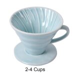 Goutteur de caf - v60 - cramique - 1 - 4 tasses - couleur bleu - filtre permanent