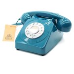 Tlphone fixe rtro bouton poussoir - gpo - 746 - azur - compatible box internet - sonnerie cloche