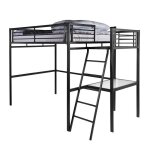 Grafik lit mezzanine adulte avec sommier + bureau contemporain en m�tal laqu� �poxy anthracite - l 140 ...