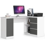 Grand bureau dangle akord droit b20 blanc 155 cm 1 porte 3 tiroirs fa�ade gris graphite 4 �tag�res 155x85x77 ...