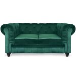 Grand canapé 2 places chesterfield velours vert Grand canapé 2 places chesterfield velours vert