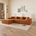 Grand canap dangle en mousse avec mridienne couleur orange