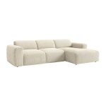 Grand canap� dangle droit avec assise coulissante �lectrique en velours c�tel� fines c�tes beige pogni ...