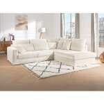 Grand canap� dangle droit en velours c�tel� beige mondovi