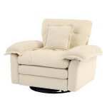 Grand fauteuil berg�re capitonn� - fauteuil scandinave - pivotant - m�tal et chenille - 116x84x96 - beige ...