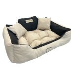 Grand lit pour chien et chat aio kingdog 60x50 / 75x65cm - beige - taille m - avec 2 coussins 15x15cm ...