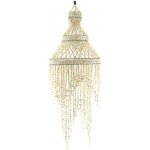 Grand lustre chandelier blanc en vritables coquillages cauris 100cm blanc