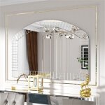 Grand miroir mural salon arche - 100x70cm miroir suspendu d�coratif argent dentr�e pour maison caf� h�tel ...