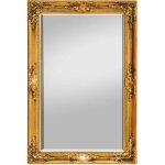 Grand miroir rectangulaire - style baroque shabby chic - 90x60 cm - or