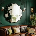 Grand miroir rond � bords ondul�s - miroir mural avec cadre en m�tal textur� pour salle de bain entr�e ...