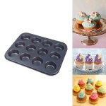 Grand moule mini - muffin & cupcake 12 cavits mtal anti - adhrant 35 x 27 cm - lapetitecaverne