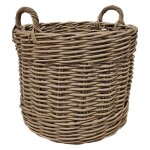 Grand panier rond h. 46 cm avec anses en kubu naturel tress� - inaya meubletmoi