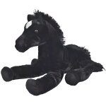 Grand peluche : cheval noir couche 61cm - peluche enfant - doudou
