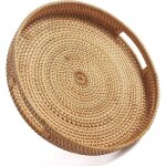 Grand plateaurond plateau de service rotin tiss� avec poign�es plateau de table basse pour ottoman d�corative ...