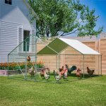 Grand poulailler 3x4m avec filet de protection - enclos ext�rieur pour poules canards et volailles �tanche ...