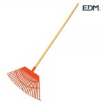 Rteau de jardin - edm - 55x31x116cm - polypropylne - manche en bois - orange