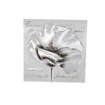 Grand tableau peint � la main cadre carr� peinture sur toile de coton grises 60x60cm fleurs grises rapport ...