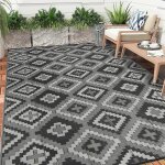 Grand tapis d& 39 ext�rieur r�versible en paille tiss�e imperm�able pour jardin camping - car 180 x 270 ...