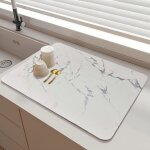 Grand tapis �gouttoir vaisselle 40x60cm antid�rapant pliable s�chage rapide cuisine bar caf� marbre blanc ...