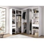 Grande armoire piliers dmora bois m�lamin� blanc 141x205h cm