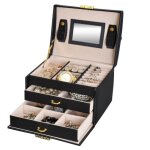 Bote  bijoux - generic - noir - 20 sections - compartiments coulissants - miroir inclus