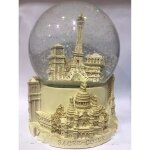 Grande boule de neige paris tour eiffel - hauteur 14cm - ivoire