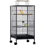 Grande cage oiseaux promiracal avec support et roulettes voli�re perroquet m�tal 455x455x1005cm avec ...