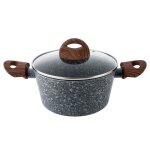 Grande casserole 41 l induction 24cm anti - adhsif sans pfoa aluminium florina granite gris 77925