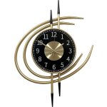 Grande horloge dor� design moderne xxl 54cm horloge murale geante silencieuse sans tic tac pendules murales ...