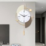 Grande horloge murale d�corative pendule silencieuse cadran en marbre blanc demi - cercle blanc mat et ...
