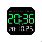 Grande horloge murale led num�rique avec t�l�commande temp�rature date semaine (vert) multicolore horloge ...