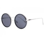 - eye wear - grandes lunettes soleil rondes noires monture argent homme femme olky - noir