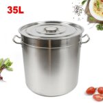 Grande marmite de cuisson ronde en acier inoxydable 201 de 35 l avec couvercle