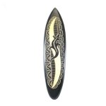 D�coration murale - grande planche de surf en bois - l�zard / gecko / salamandre - 100cm - noir & blanc ...