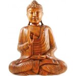 Grande statue de bouddha assis 50cm - bois exotique sculpt� marron