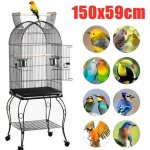 Grande voli�re pour oiseaux cage � roulettes canaries perroquet perruches canaris avec 4 mangeoires 3 ...