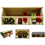 Grange � tracteur 1:87 - kids globe - hangar en bois - to�t rabattable - rangement pour 6 v�hicules