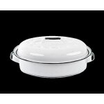 Graniteware cocotte ovale roaster format moyen 4l acier maill blanc ultra - lgre ne se tche pas ...