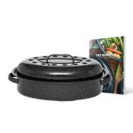 Graniteware - cocotte roaster en acier maill + livre de recette ? format moyen