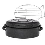 Graniteware - cocotte roaster en acier maill + grille inox ? grand format