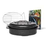 Graniteware - cocotte roaster petit format acier maill ovale 22l ultra - lgre grille en inox + livre ...