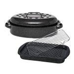 Graniteware - cocotte roaster + set 3 pièces à griller : plat à four grille à rôtir et plateau de cuisson ... Graniteware - cocotte roaster + set 3 pièces à griller : plat à four grille à rôtir et plateau de cuisson ...