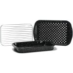 Graniteware - set de 3 pièces : plat à four plateau perforé et grille - acier émaillé et inox Graniteware - set de 3 pièces : plat à four plateau perforé et grille - acier émaillé et inox