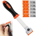 Grattoir � lame de rasoir � manche long incluant 10 lames de rechange pour le nettoyage enl�ve les autocollant ...