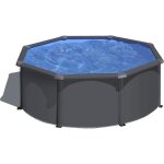Gre - kit piscine hors sol acier ronde grise anthracite - �300 x h122 (livr�e avec filtre � sable + �chelle) ...