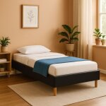 Gregory - solide et confortable sommier tapissier noir pieds en 20 cm pour matelas en 90x190 - 13 lattes ...