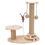 Griffoir multifonctionnel pour chat - shipenophy - bois naturel - hauteur 46 cm - corde en sisal - base ...