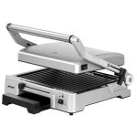 Gril contact grill rglable en hauteur ouverture 180 plaques antiadhsives mpm mgr - 10m 2000w argent ...